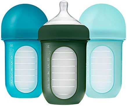 Boon NURSH Reusable Stage 2 Silicone Pouch Baby Bottles — 8 Oz — 3 Count — Blue — Baby Bo... | Amazon (US)