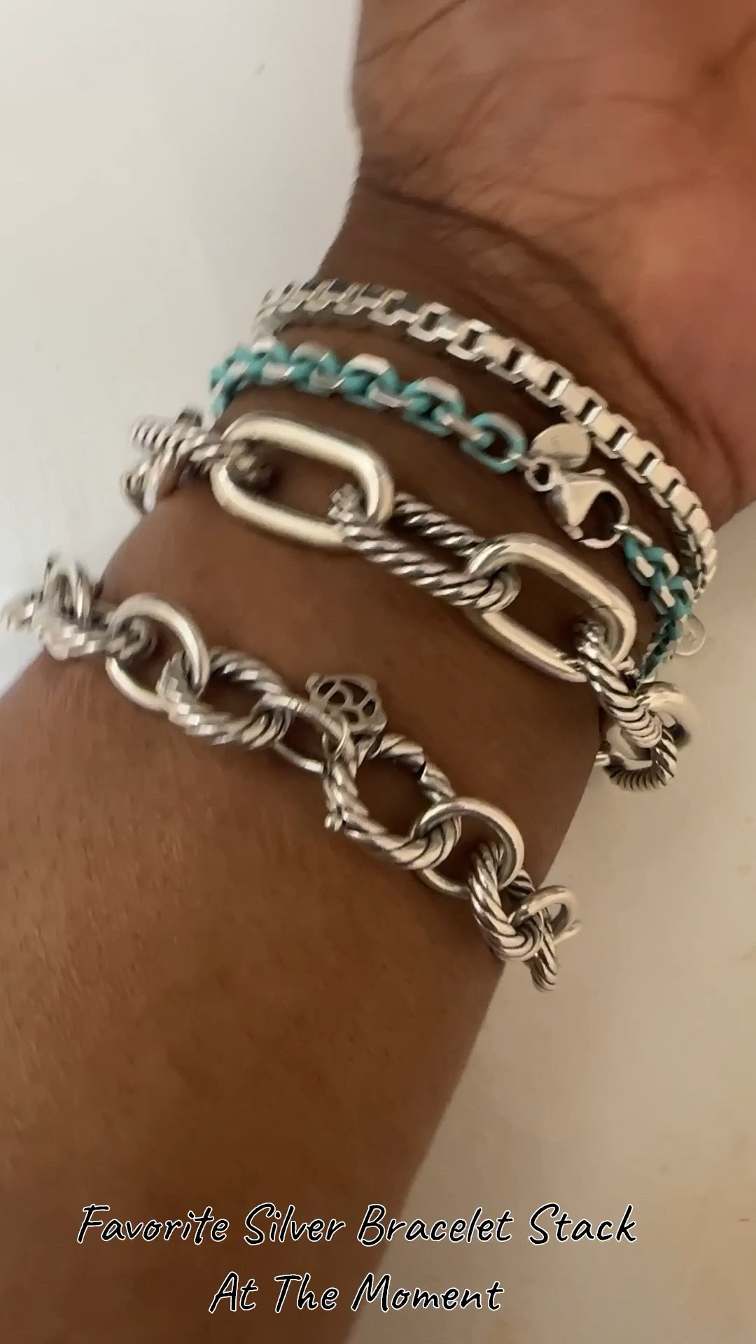 I’m currently teaching for this bracelet combo when I’m wearing silver. The DY Madison was a birthday gift along with the Tiffany & Co Venetian bracelet. My daughter got me a cute little smiley Lisa Gozlan bracelet in silver. I wear it on the opposite wrist with my watch. 