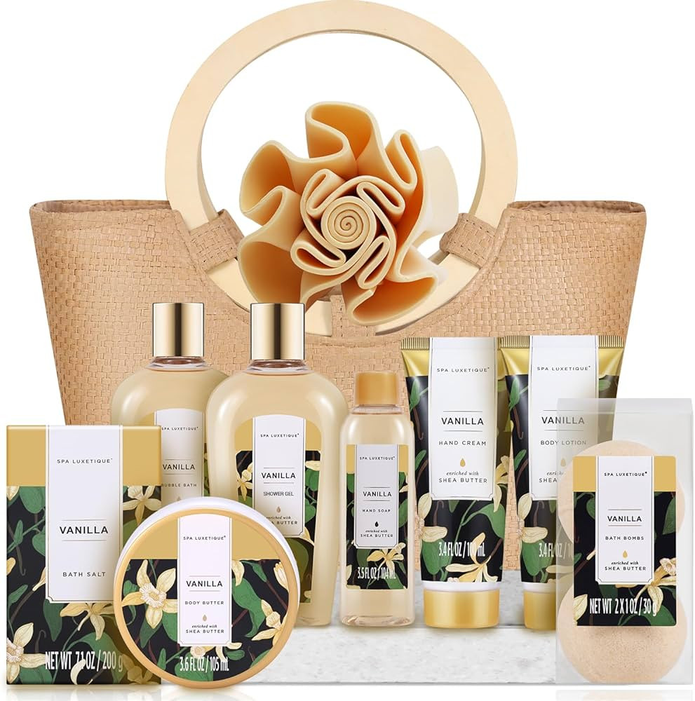 Spa Luxetique Spa Gift Baskets for Women - Vanilla Bath Set with Bubble Bath, Body Lotion Gift Se... | Amazon (US)