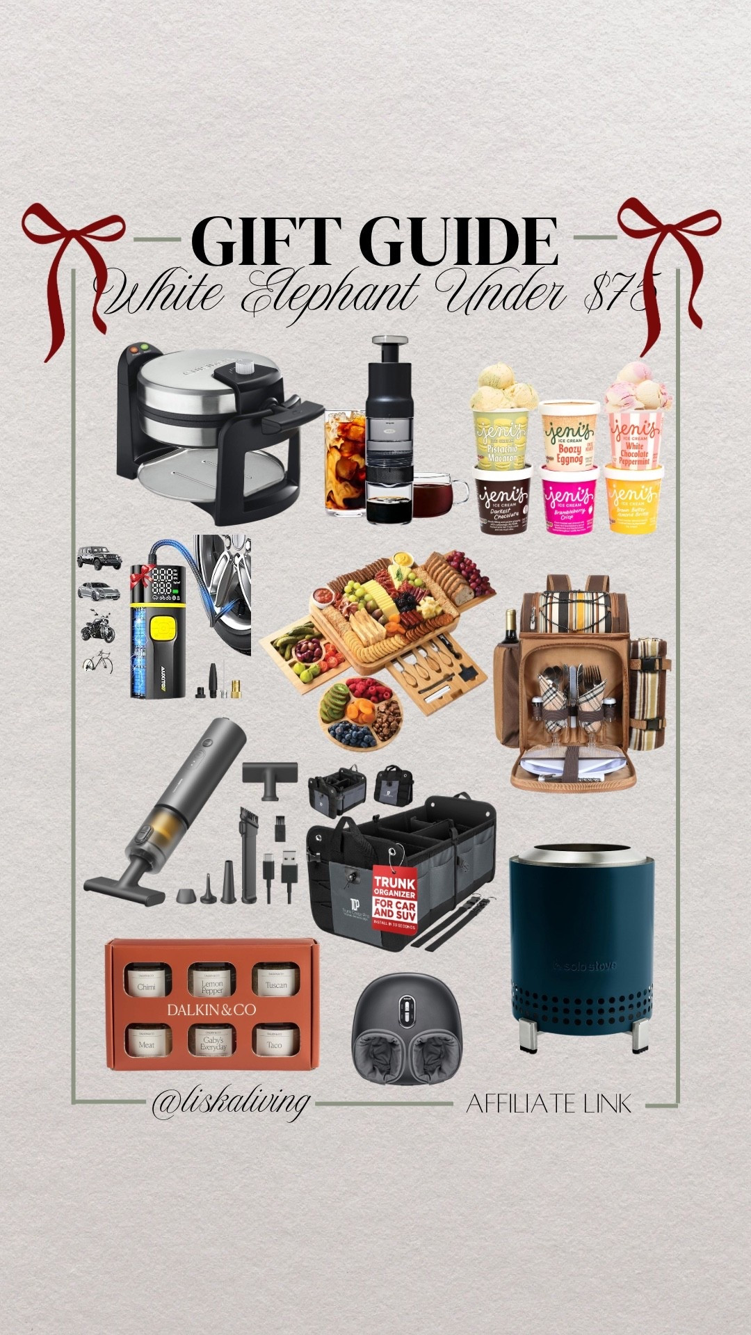 I had a request for gender neutral white elephant gifts (no alcohol) $75 or under! 

Pair the cutting board with some cheeses or if it doesn’t need be non-alcoholic you could grab a bottle of wine. Same with the espresso maker. Pair it with some coffee and a grinder!

#LTKHoliday #LTKGiftGuide #LTKFindsUnder100