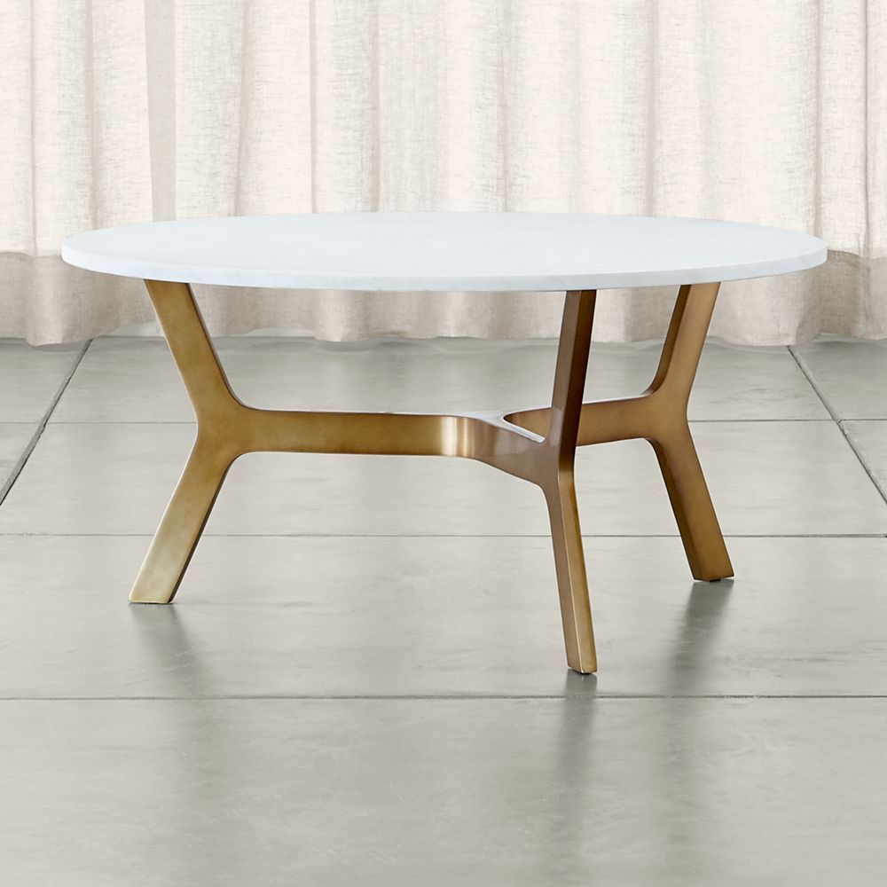 Elke Round Marble Coffee Table with Brass Base | Crate & Barrel