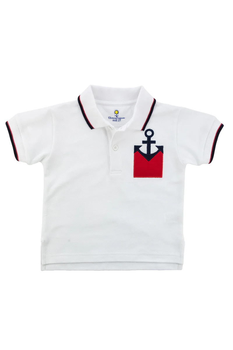 Knit Polo Shirt With Anchor Pocket | Florence Eiseman