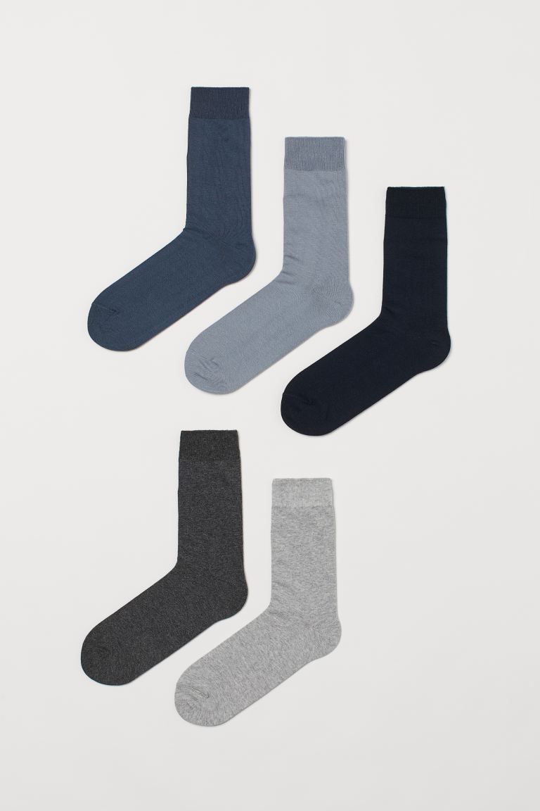 5-pack Socks - Dark blue/gray melange - Men | H&M US | H&M (US + CA)
