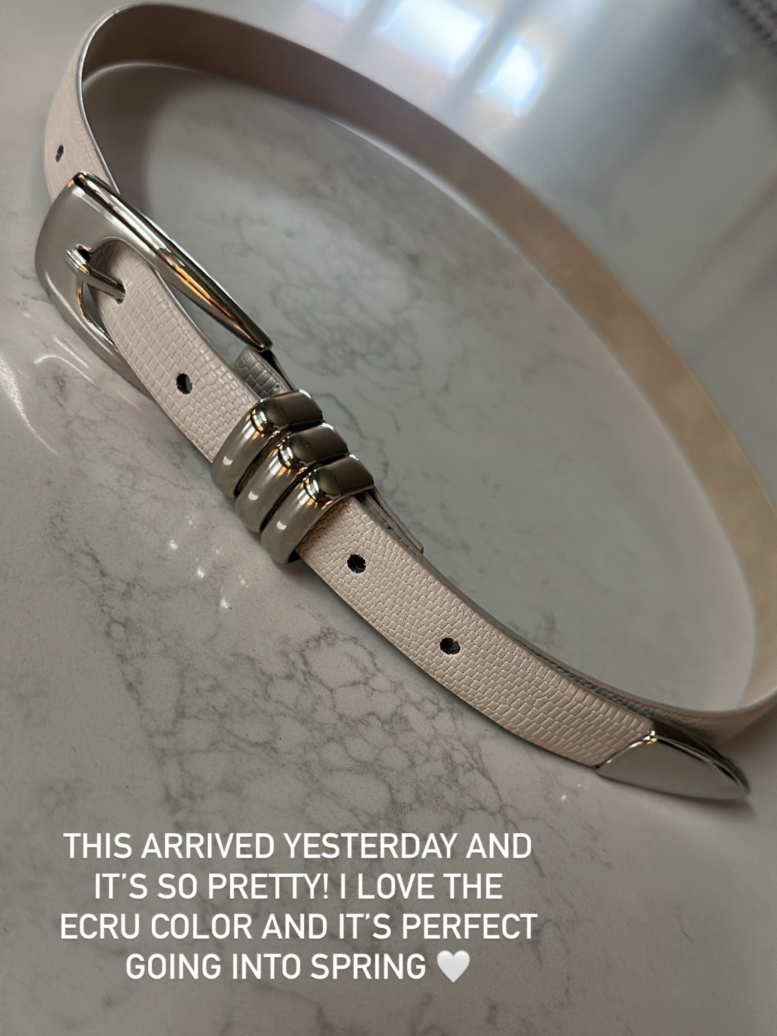  Ecru and silver hardware belt - runs TTS 