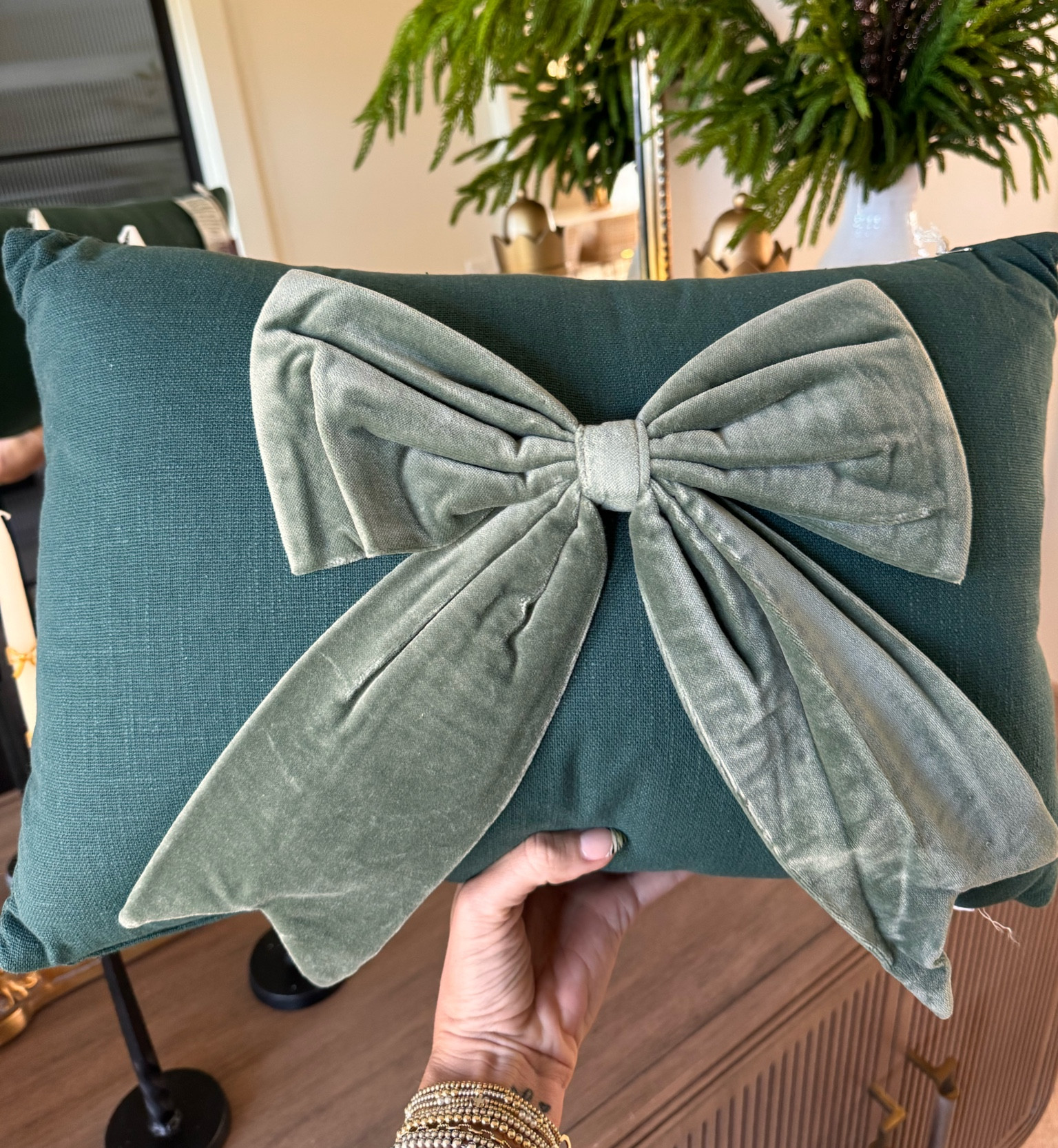 Cutest velvet bow pillow 

#LTKSeasonal #LTKHoliday #LTKHome