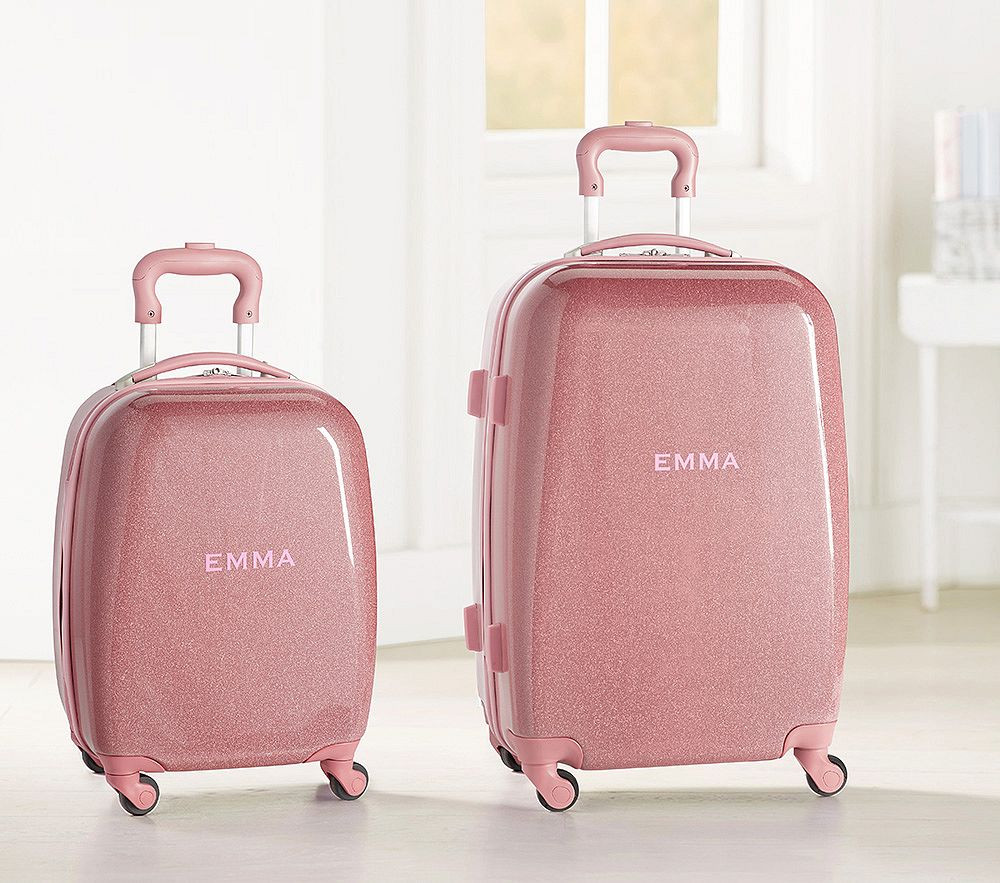 Mackenzie Pink Sparkle Glitter Hard-Sided Luggage | Pottery Barn Kids