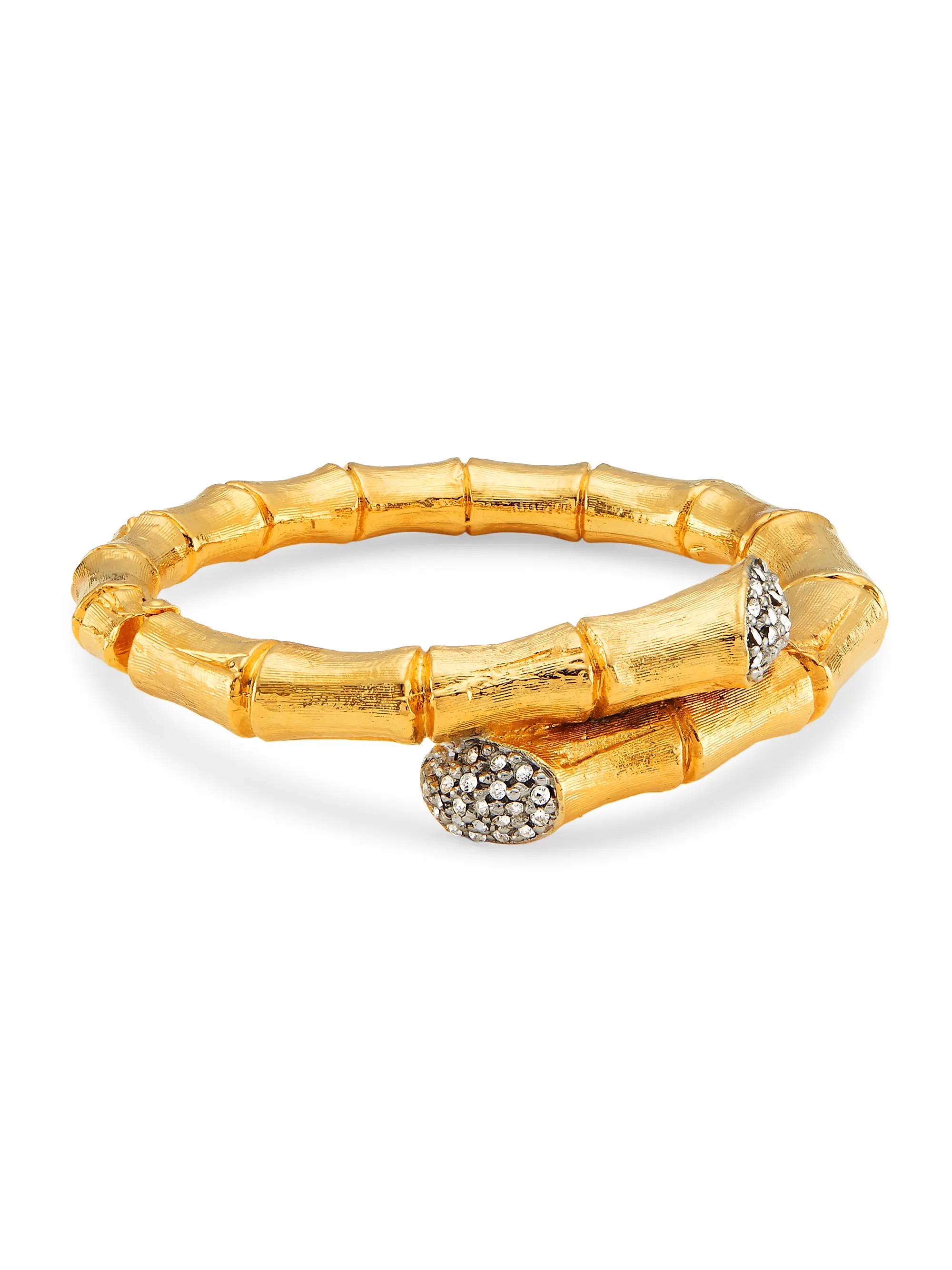22K-Gold-Plated & Glass Crystal Bamboo Bangle | Saks Fifth Avenue