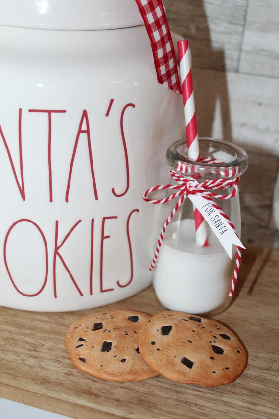 Santa's Fake Milk and Cookies, Christmas décor, Fake Milk and Cookies for Santa, Santa Décor | Etsy (US)