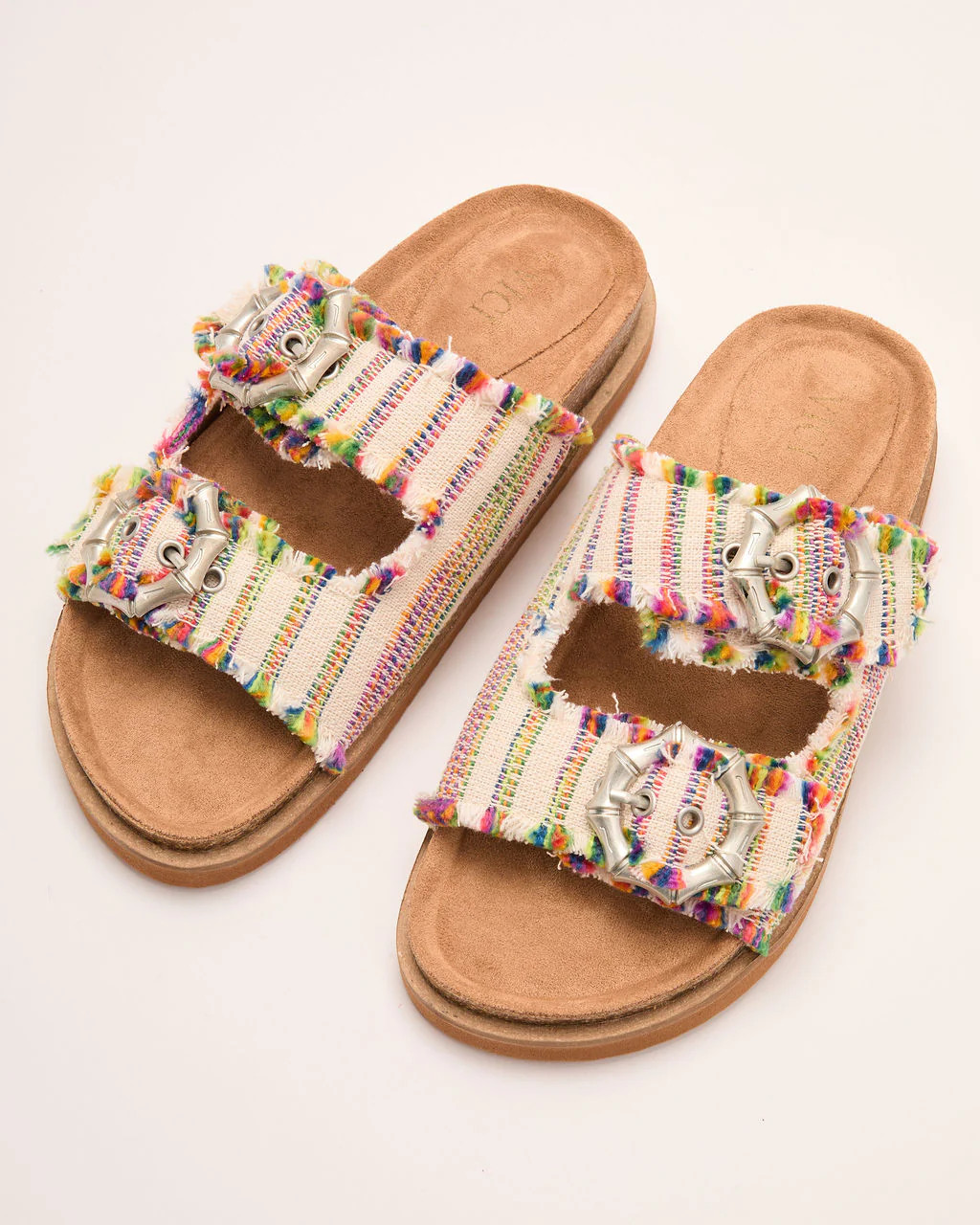 Brylee Textile Multi Color Stitch Buckle Sandals | VICI