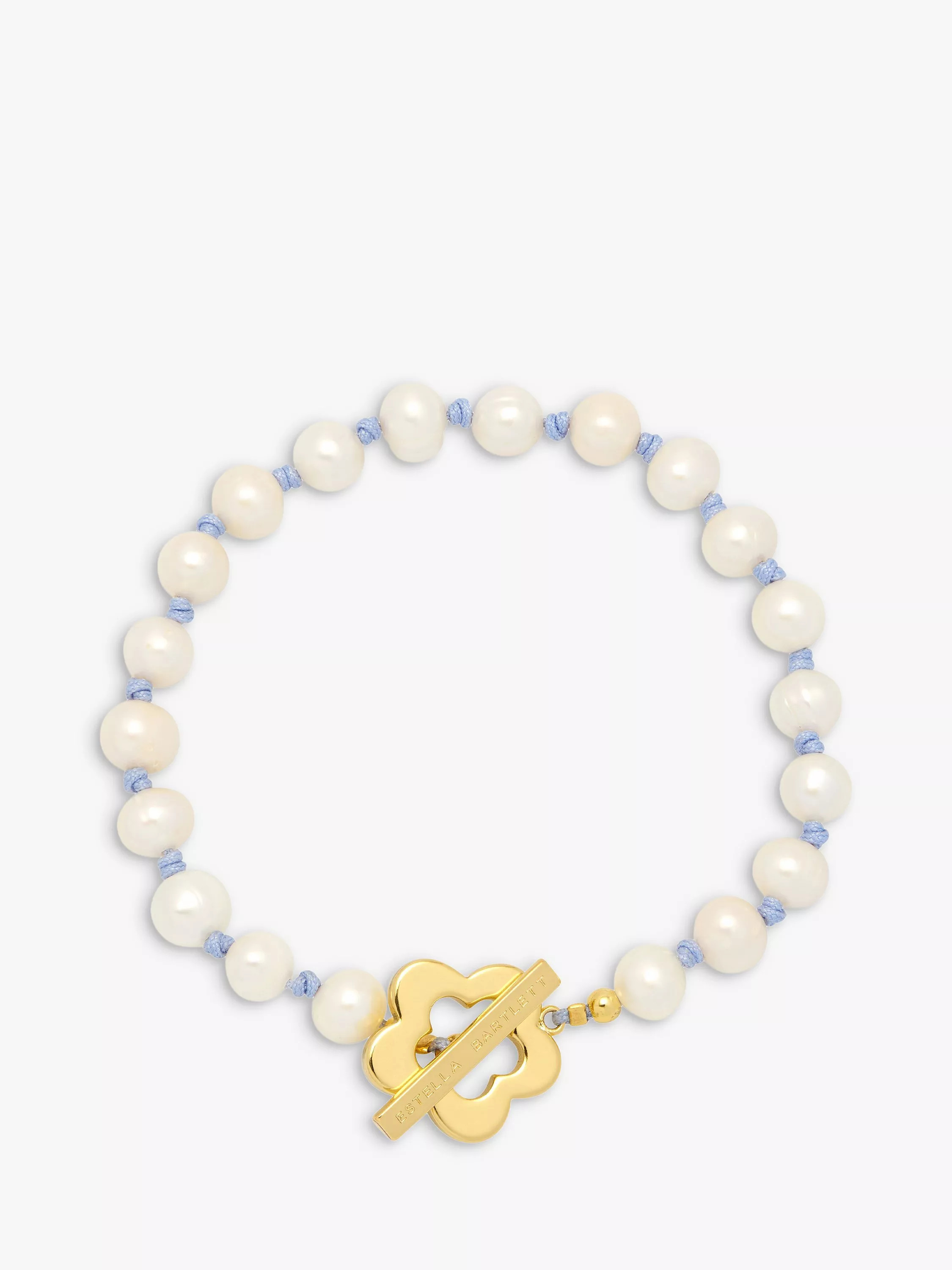 Estella Bartlett Pearl Knot Flower T-Bar Bracelet, Gold | John Lewis (UK)