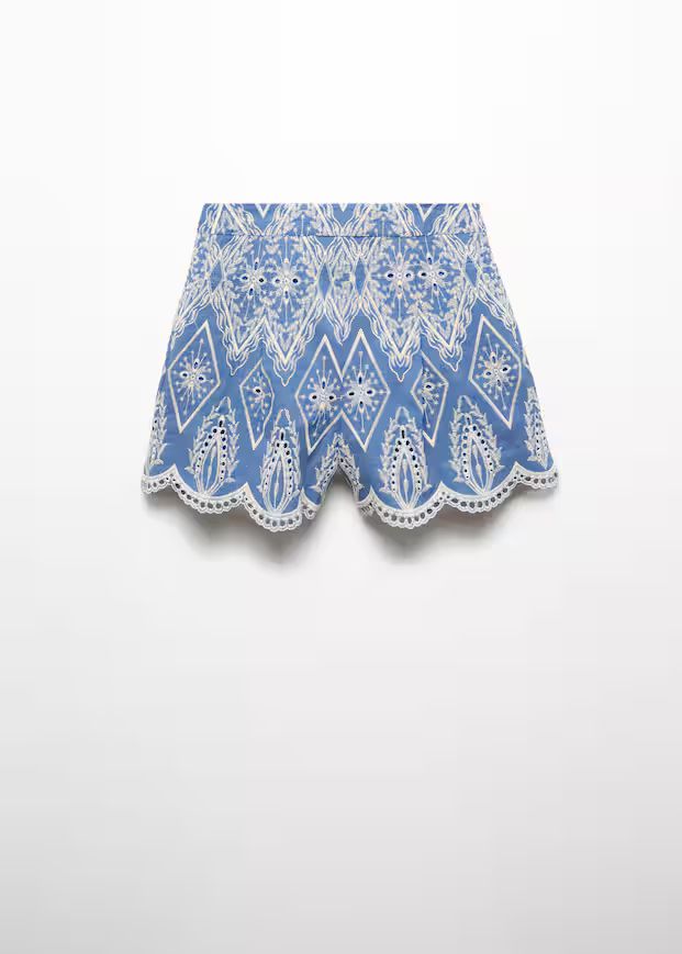Embroidered openwork shorts -  Women | Mango USA | MANGO (US)