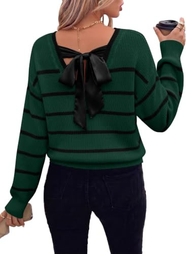 EVALESS Ladies Bow Knot Sweaters Long Sleeve Shirts 2026 Winter Clothing | Amazon (US)
