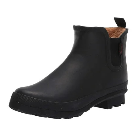 Chooka Women s Short Rain Boots Waterproof Ladies Anti Slip Rubber Black Ankle Plush Chelsea Booties (7) | Walmart (US)
