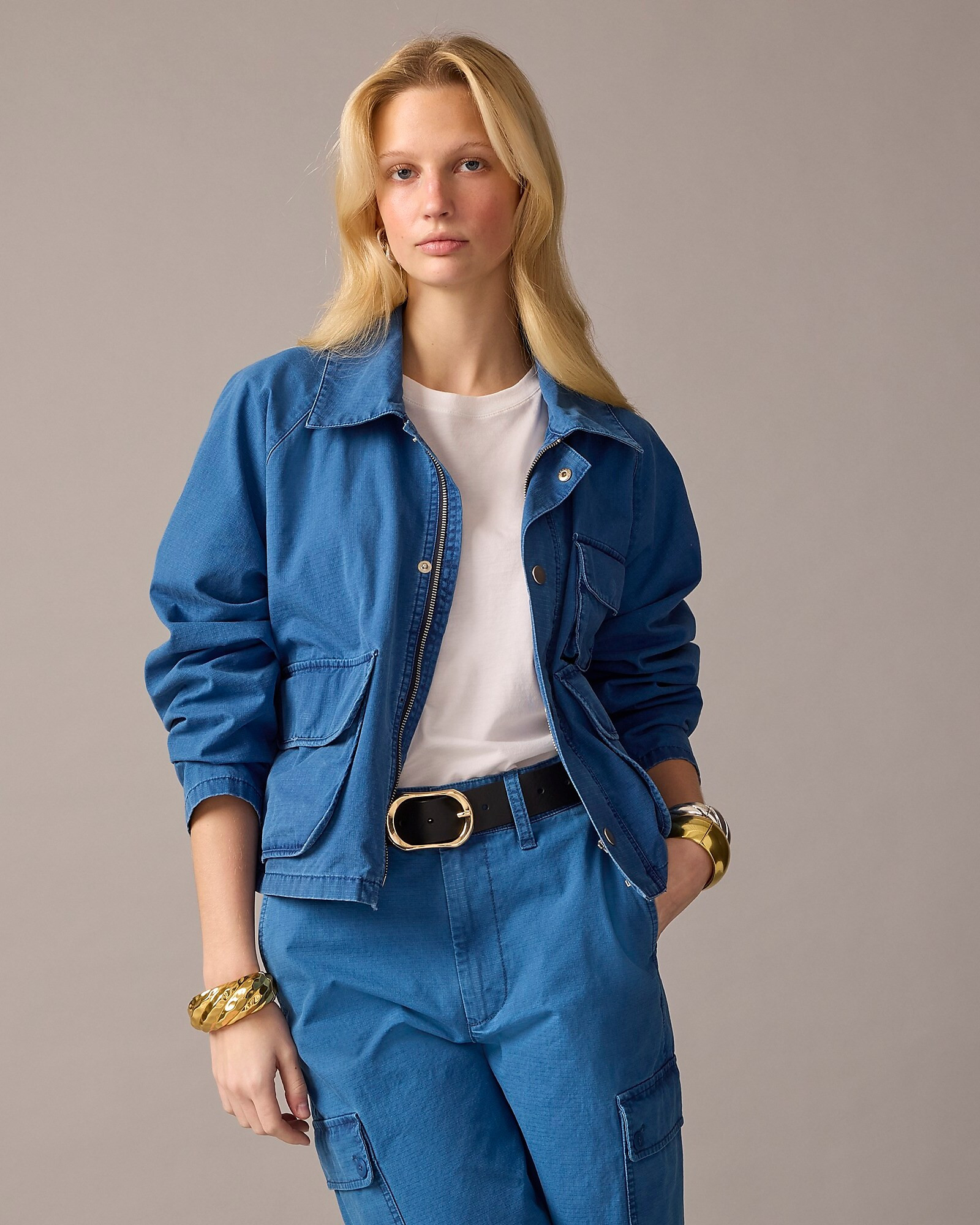 Cargo jacket in indigo ripstop cotton | J. Crew US