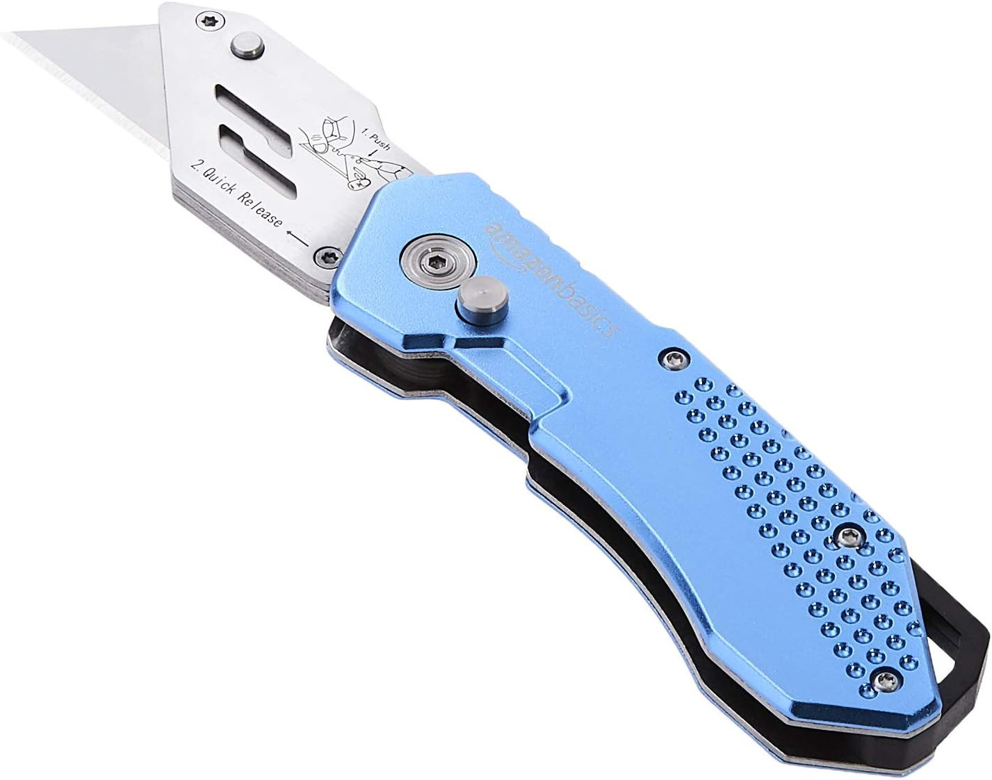 Amazon Basics Folding Utility Knife, Lightweight Aluminum Body with Holster, Light Blue | Amazon (US)