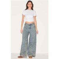 Vintage Seam Detail Low Rise Baggy Jeans, Vintage Wash | PrettyLittleThing US