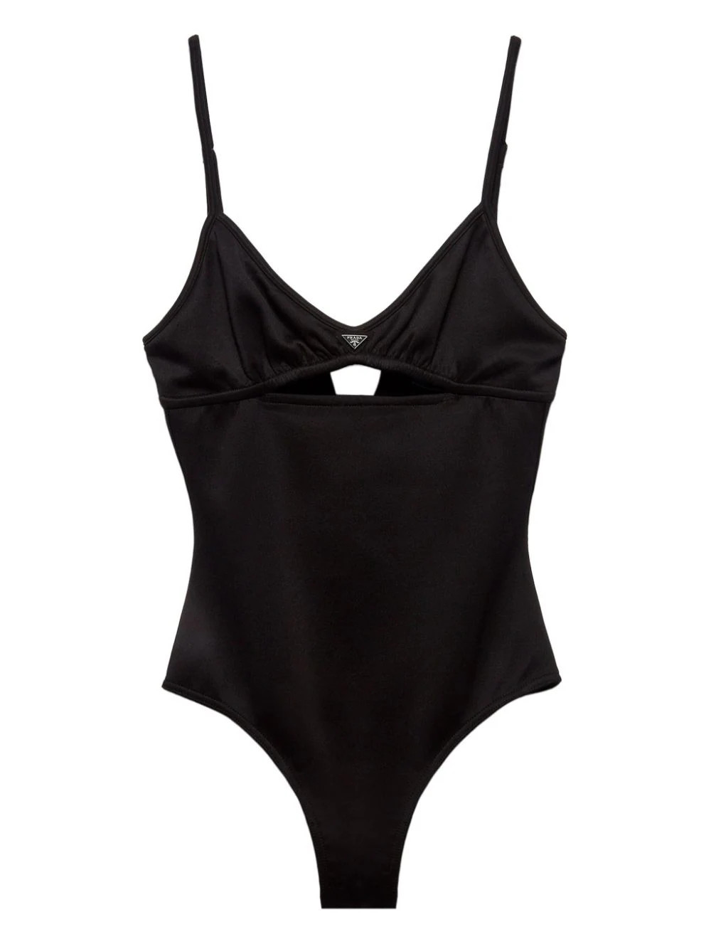 Prada triangle-logo cut-out swimsuit - Black | Farfetch Global