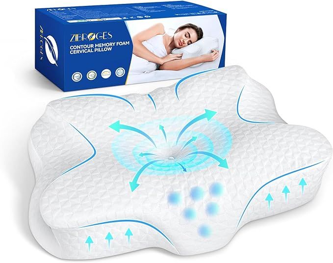 zibroges Cervical Memory Foam Pillow for Neck Shoulder Pain Relief Sleeping Supports Your Head, E... | Amazon (US)
