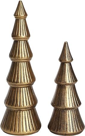 WONDROUS’ DECO Wooden Christmas Tree Set, Antique Gold Tabletop Christmas Pine Tree Figurine, D... | Amazon (US)