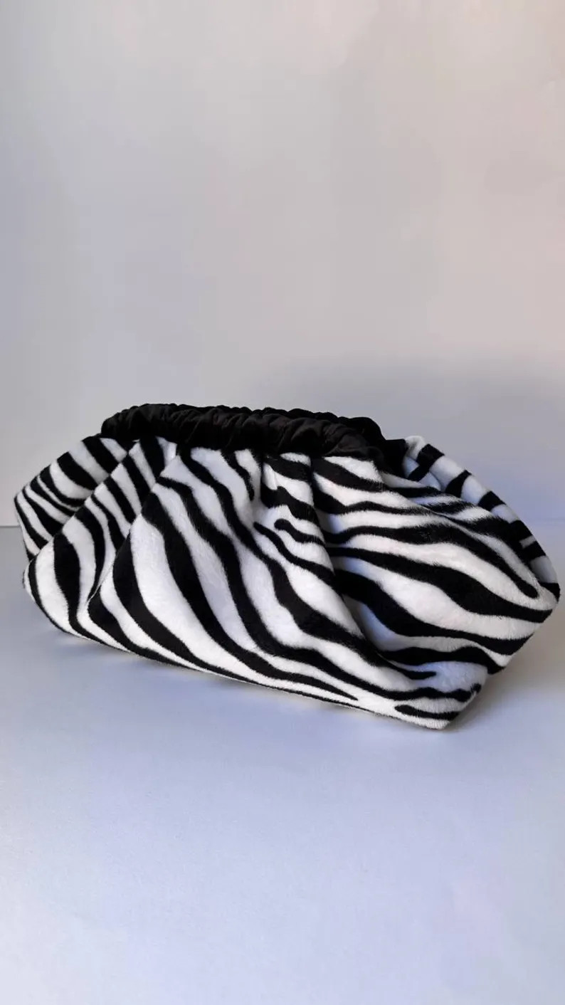 Zebra Faux Fur Clutch, Plush Animal Print Statement Evening Bag | Etsy (Global)