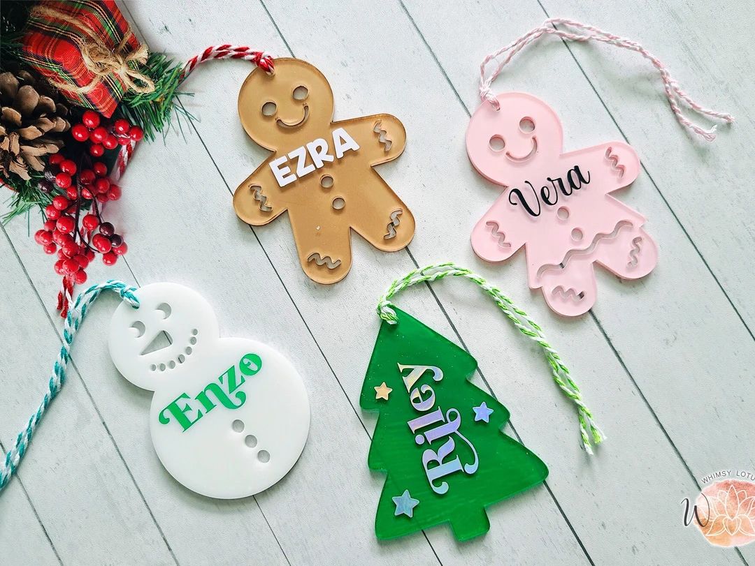 Personalized Christmas Stocking Name Tag Ornament Acrylic - Etsy | Etsy (US)