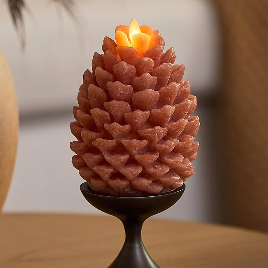 Luminara Flameless Candle 3.9"x4.3" Battery Operated with Timer Real Wax Unscented LED Pinecone C... | Amazon (US)