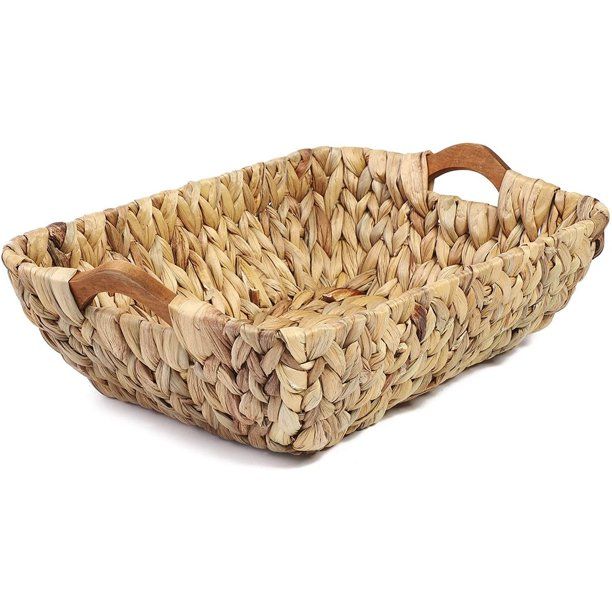 2 Pack Hand Woven Wicker Baskets with Handle, Water Hyacinth Nesting Storage Organizer, Decorativ... | Walmart (US)