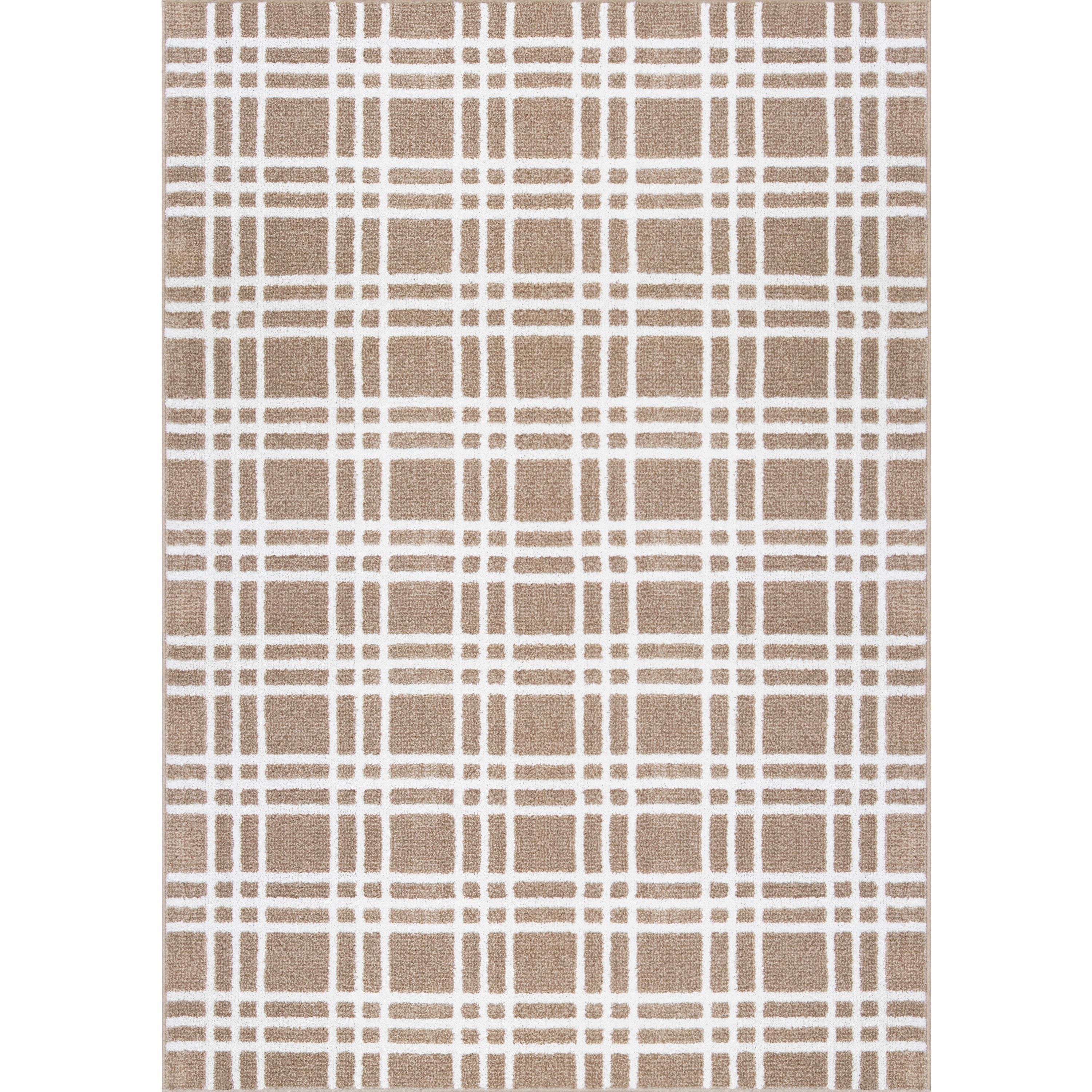 My Texas House Finley 5'3" x 7' Tan White Plaid Indoor Area Rug - Walmart.com | Walmart (US)