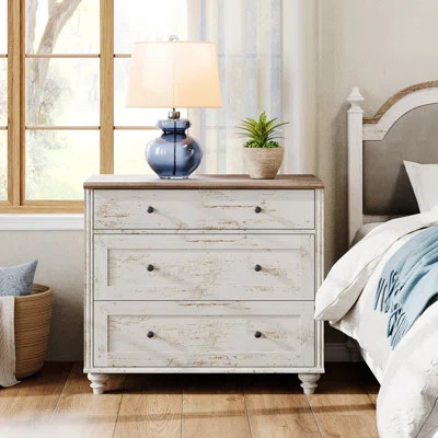 Scarlett Nightstand For Bedroom With 3 Drawers, Mid Century Modern Wooden Closet Storage Organizer | Wayfair North America