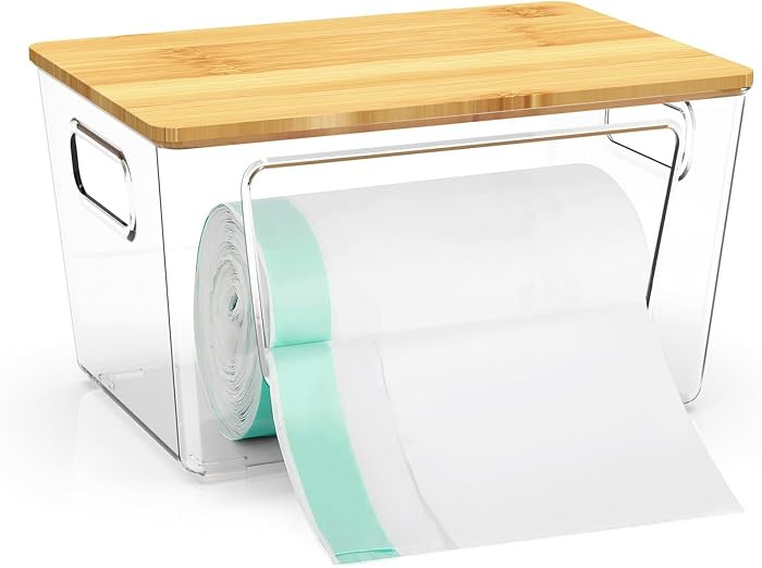 IDEATECH Trash Bag Holder Dispenser, Stackable Storage Box for 4/13/30 Gallon Plastic Bags, Clear... | Amazon (US)