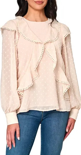 GIBSONLOOK Ophelia Ruffle Clip Dot Chiffon Top | Nordstromrack | Nordstrom Rack
