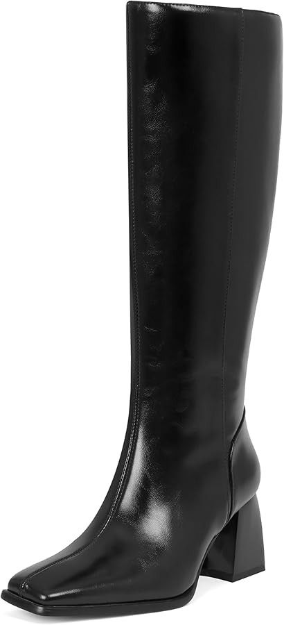 Kalstage Women's Knee High Boots Square Toe Chunky Fall Boots Comfortable Zip Up Dress Heeled Tal... | Amazon (US)