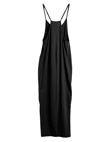 UANEO Women's Casual Jumpsuits Sleeveless Harem Stretchy Loose Overalls Romper Jumpers with Pockets (Black-M) | Amazon (US)