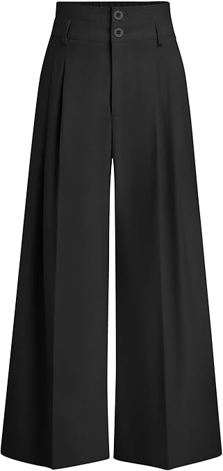 PRETTYGARDEN Womens Spring Wide Leg Palazzo Pants 2026 Trendy Loose Button High Waist Pleated Wor... | Amazon (US)