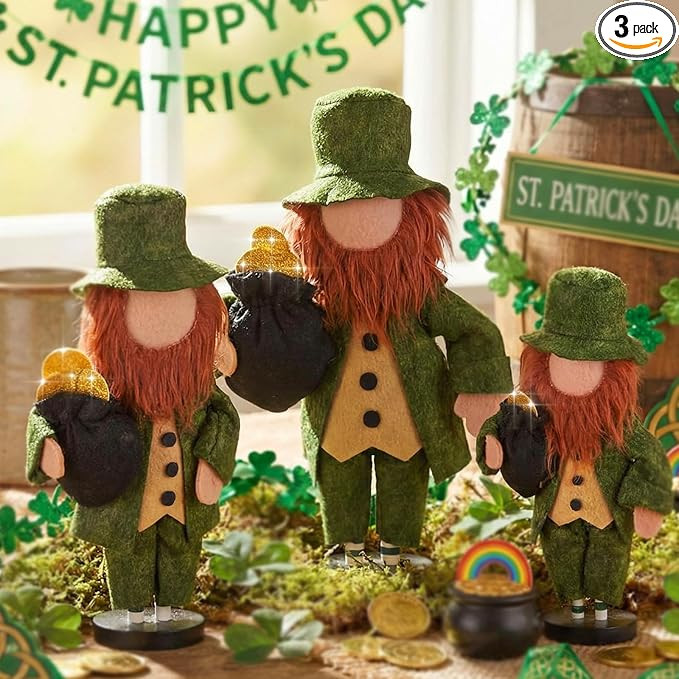 3 Pcs St. Patrick's Day Leprechaun Table Decoration Irish Leprechaun Doll for Table Centerpiece T... | Amazon (US)