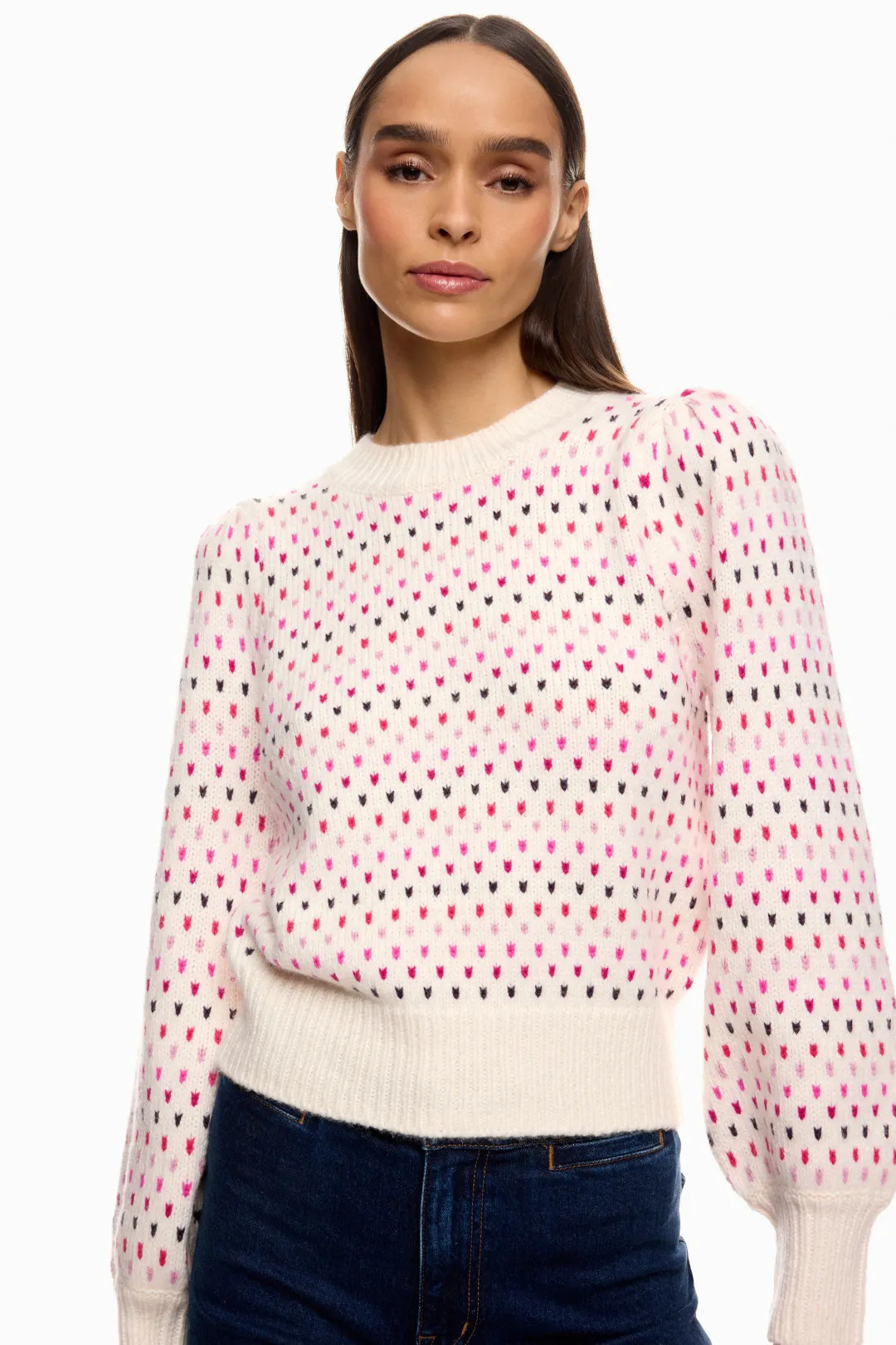 Marine Layer Pink Alma Puff Sleeve Sweater | Rent the Runway