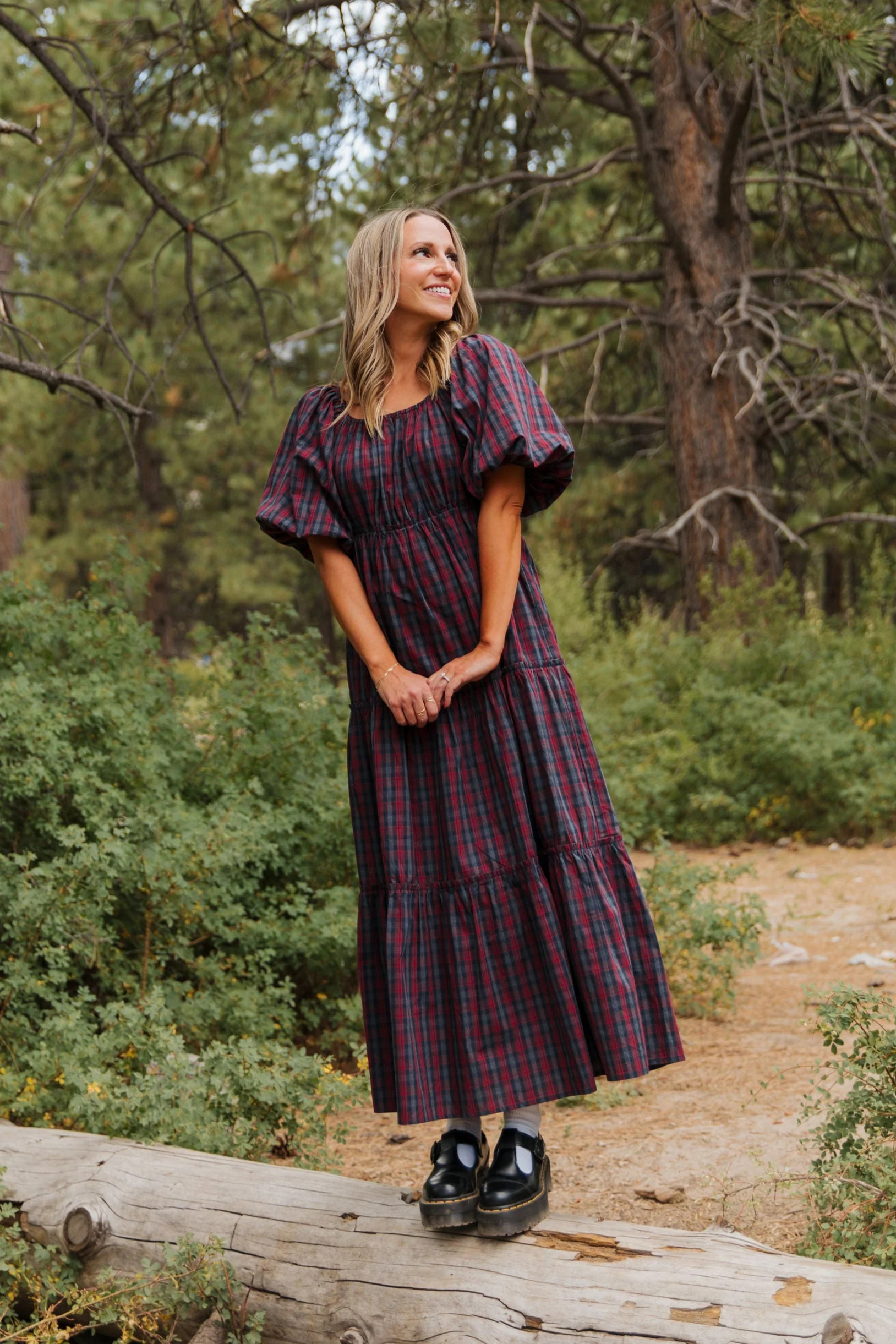 THE EVERMORE DRESS IN NAVY PLAID BY PINK DESERT | Pink Desert