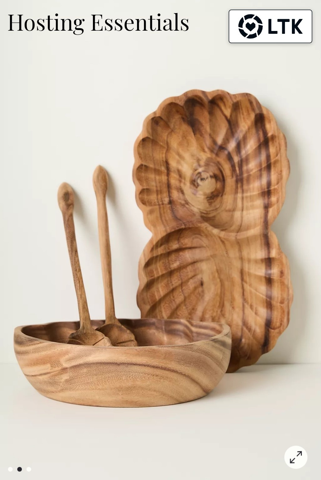 This Anthropologie wood serving set is the definition of elevated, effortless hosting 🐚✨ Featuring the prettiest shell platter, wood serving bowl, and matching wooden spoons, this combo gives that perfect coastal, organic kitchen aesthetic.

The natural wood tones + sculptural shapes make everything feel curated and high-end without trying. Perfect for charcuterie boards, serving salads, or styling your kitchen for that Pinterest-worthy look.

If you love hosting, neutral home decor, and organic modern style, this set is a must 🤍

#LTKHome #LTKdayinmylife #LTKmomlife