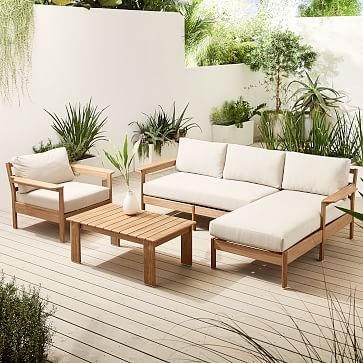 Playa Outdoor 92" Reversible Sectional, Lounge Chair & Coffee Table Set | West Elm (US)
