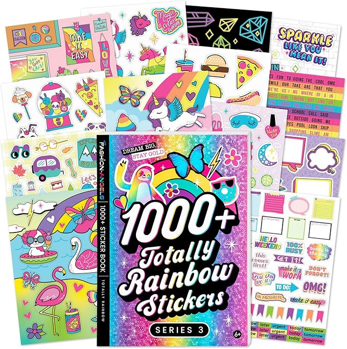 Fashion Angels 1,000+ Totally Rainbow Sticker Book, Includes Fun & Colorful Craft Stickers, Ideal... | Amazon (US)