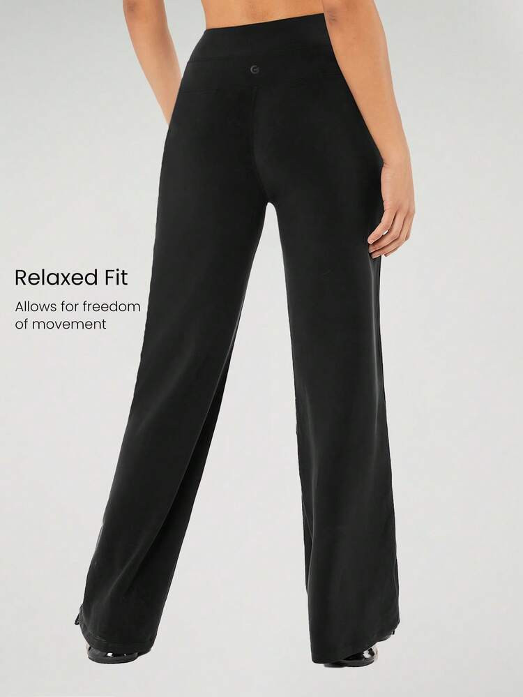GLOWMODE Modal Silk Touch Wide Leg High Waist Lounge Pants With Side Pockets Daily Casual Fall Fall Winter | SHEIN
