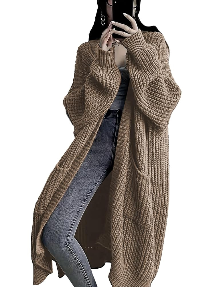 Womens Long Cardigan Sweaters Open Front Oversized Duster with Pocket for Women 2025 Fall Winter ... | Amazon (US)