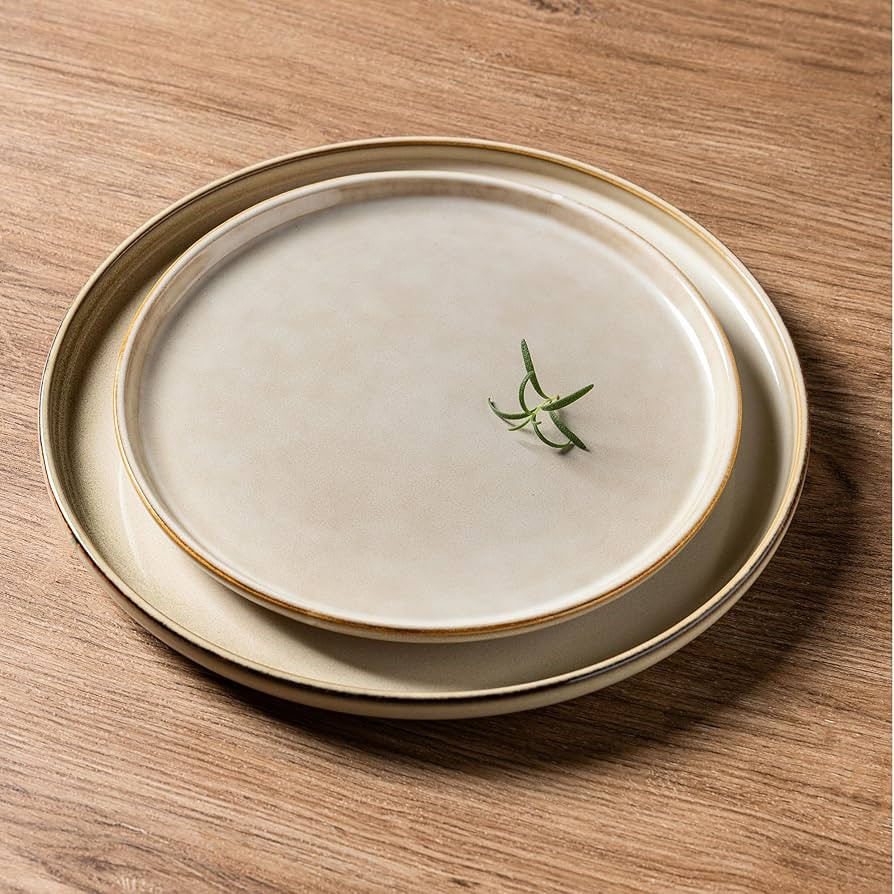 AmorArc Stoneware Dinnerware Sets,Round Reactive Glaze Ceramic Plates and Bowls Sets,Highly Scrat... | Amazon (US)