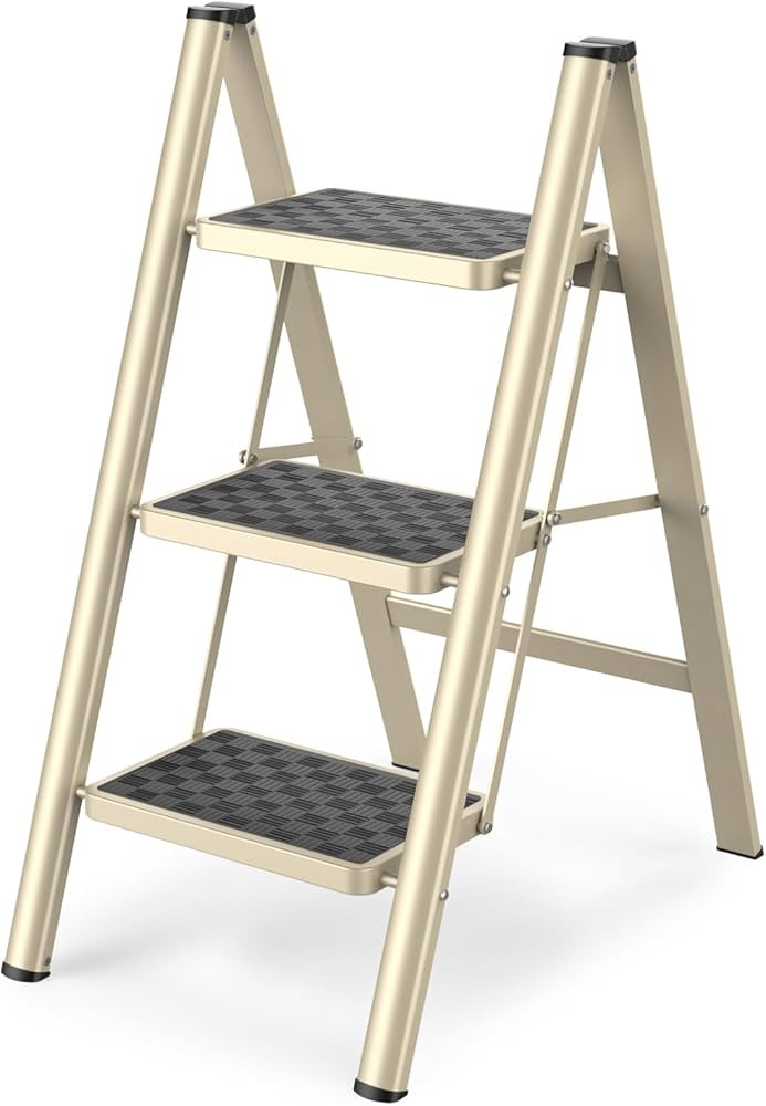 HBTower Step Ladder, Step Ladder Folding Step Stool, Portable Sturdy Steel Ladder Stool for Adult... | Amazon (US)