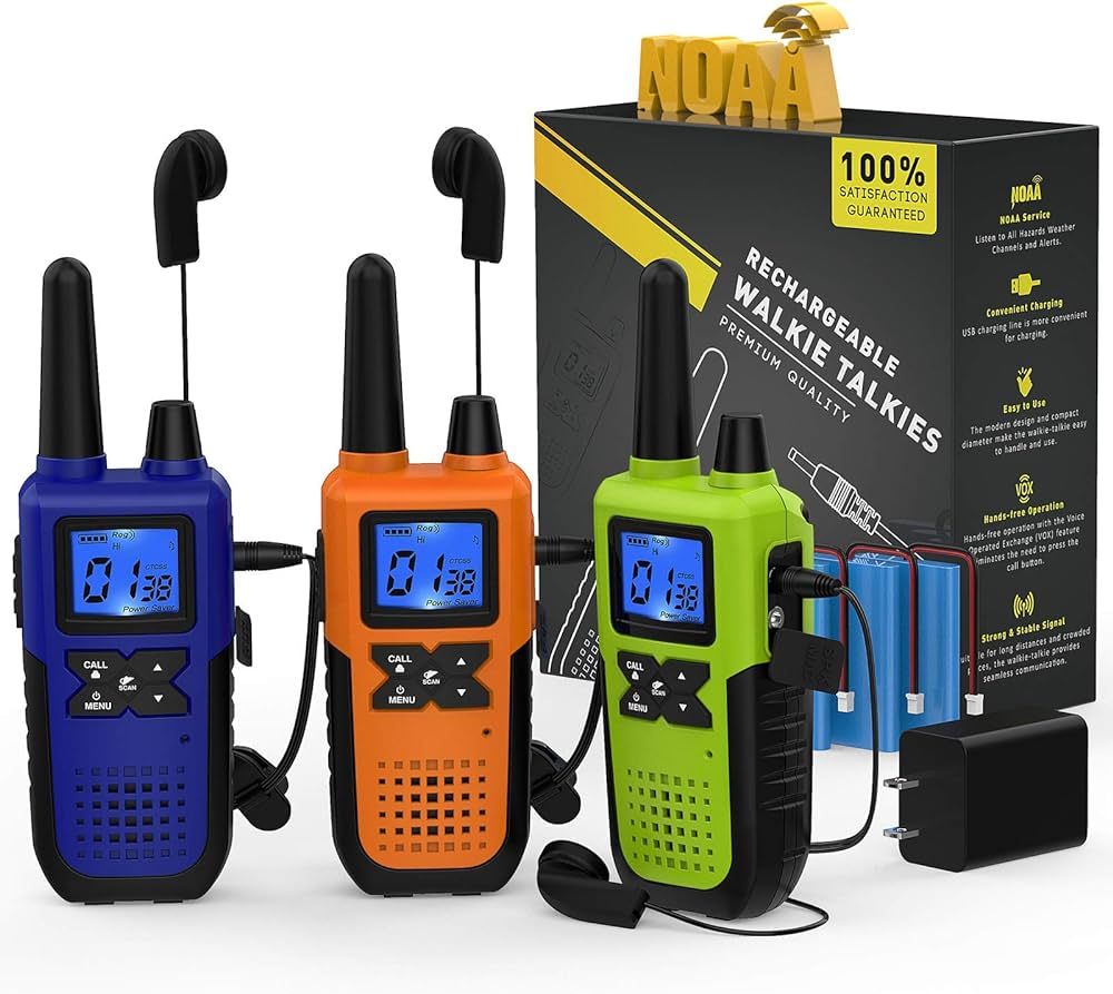 3 Long Range Walkie Talkies Rechargeable for Adults - NOAA 2 Way Radios Walkie Talkies 3 Pack - L... | Amazon (US)
