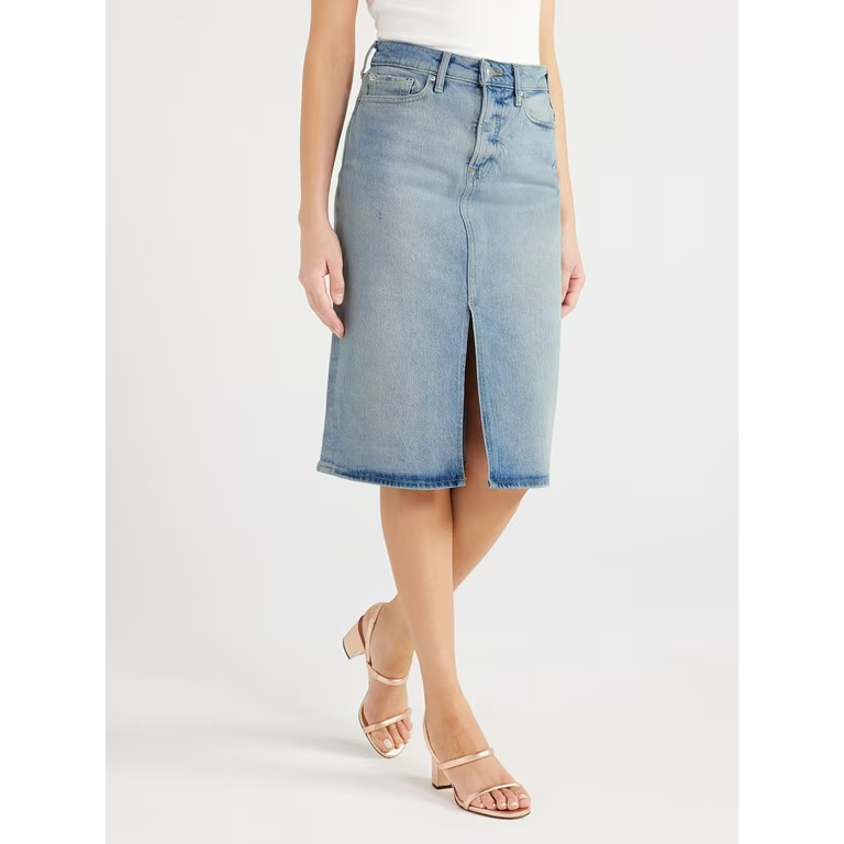 Free Assembly Women's Midi Denim Skirt | Walmart (US)