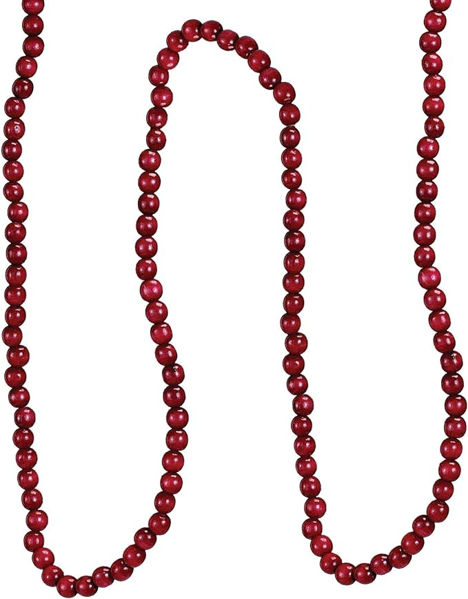 Kurt Adler TN0066/BURG Kurt S. Adler 9-Foot Wood Beaded Burgundy Garland, Multi | Amazon (US)