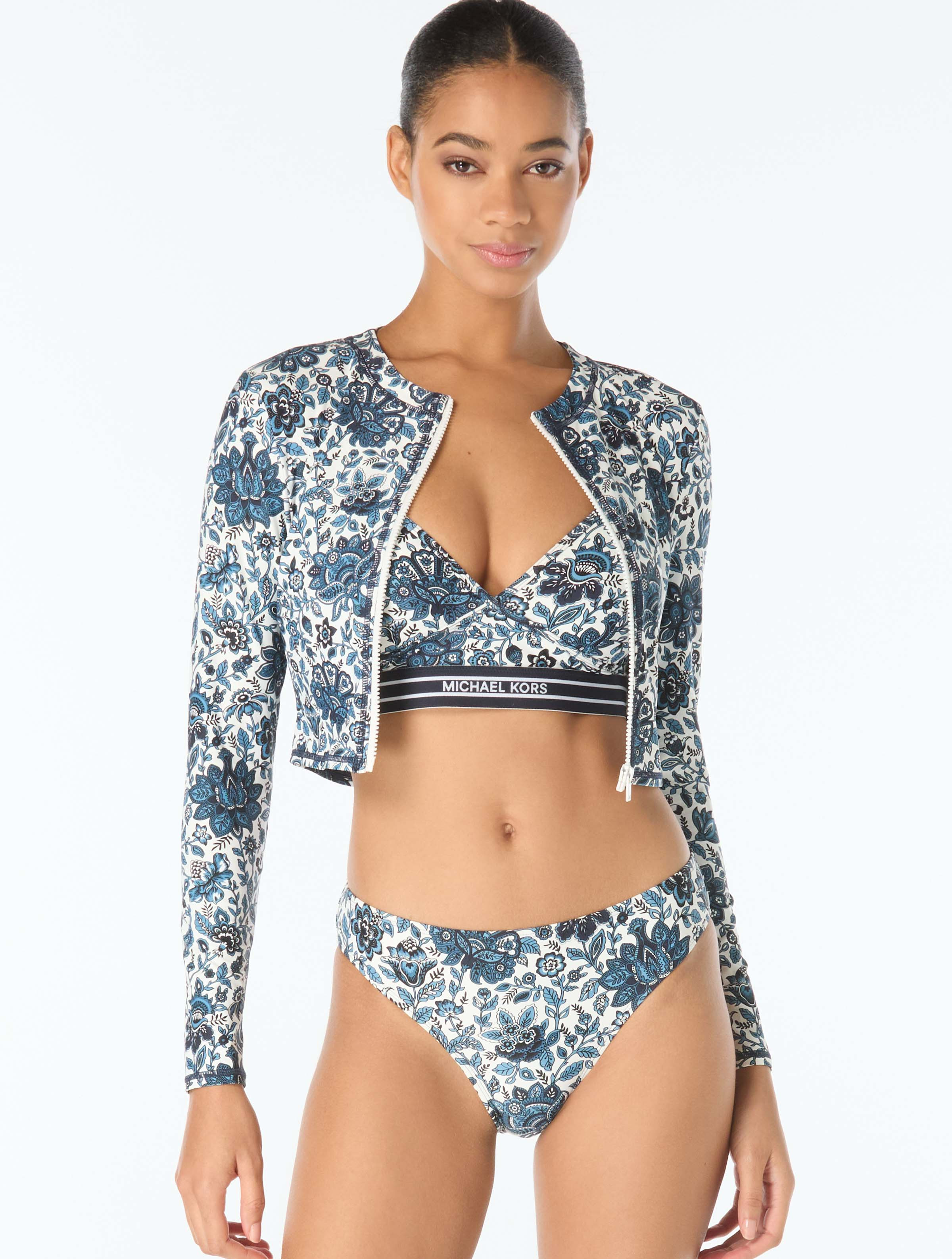 Michael Kors Provincial Fleur Bikini & Rash Guard Set Bundle | Beach2Ocean