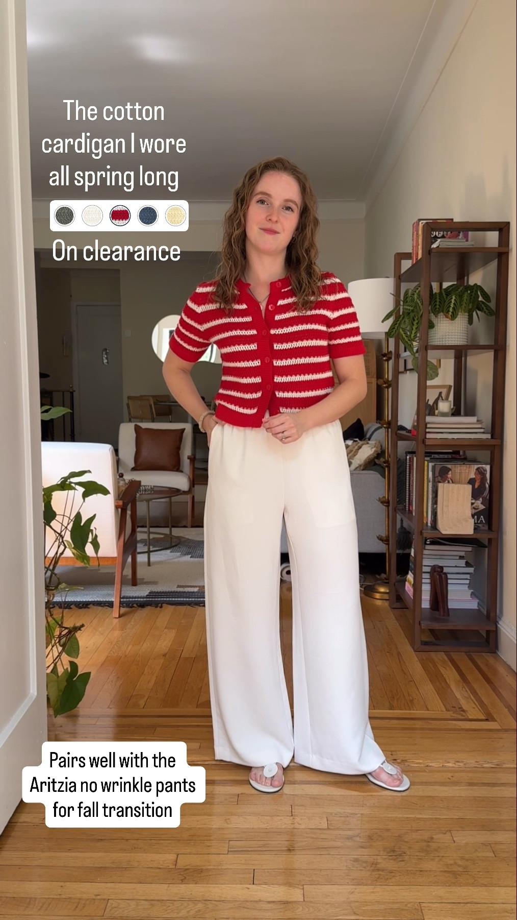 Clearance cotton short sleeve cardigan wearing true size xs. 
Pants are small short (in 5ft 2 117lbs) sized up 1 for a drapey fit. Fall transition outfit

#LTKSaleAlert #LTKSeasonal