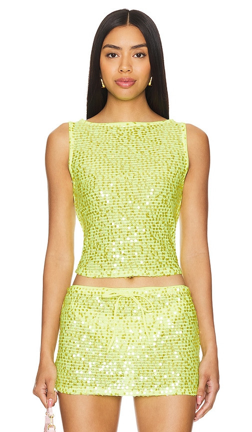 Lovers and Friends Erin Sequin Top in Green. - size L | Revolve Clothing (Global)